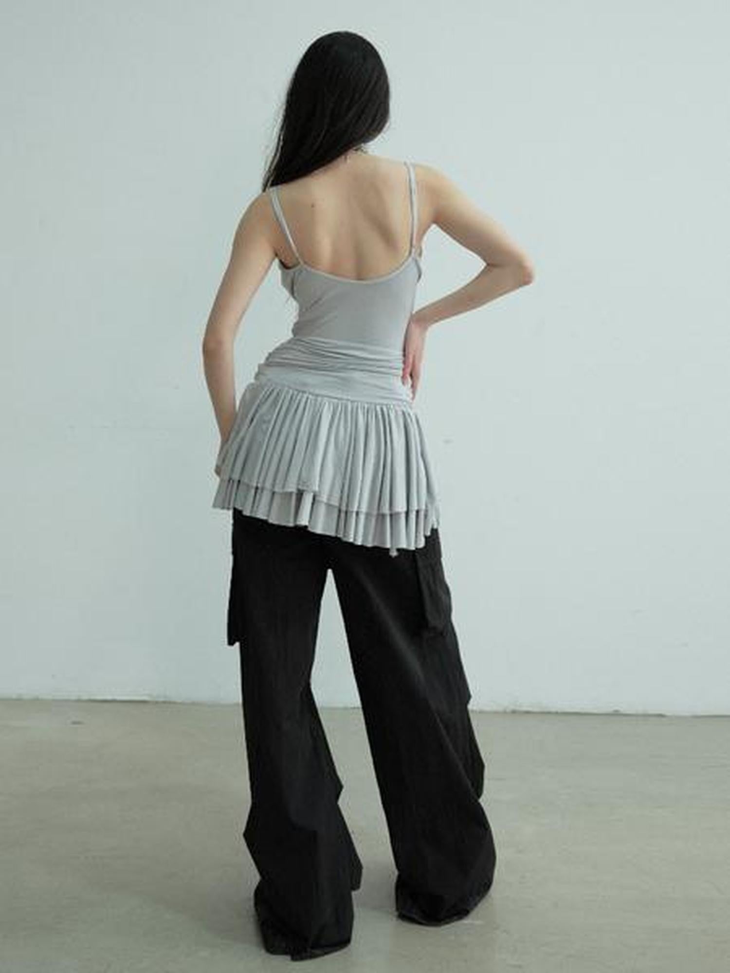 Jnylon studios Pleated Draped Sculptural Deep V Women's Recycled Fiber Slip Mini Dresses