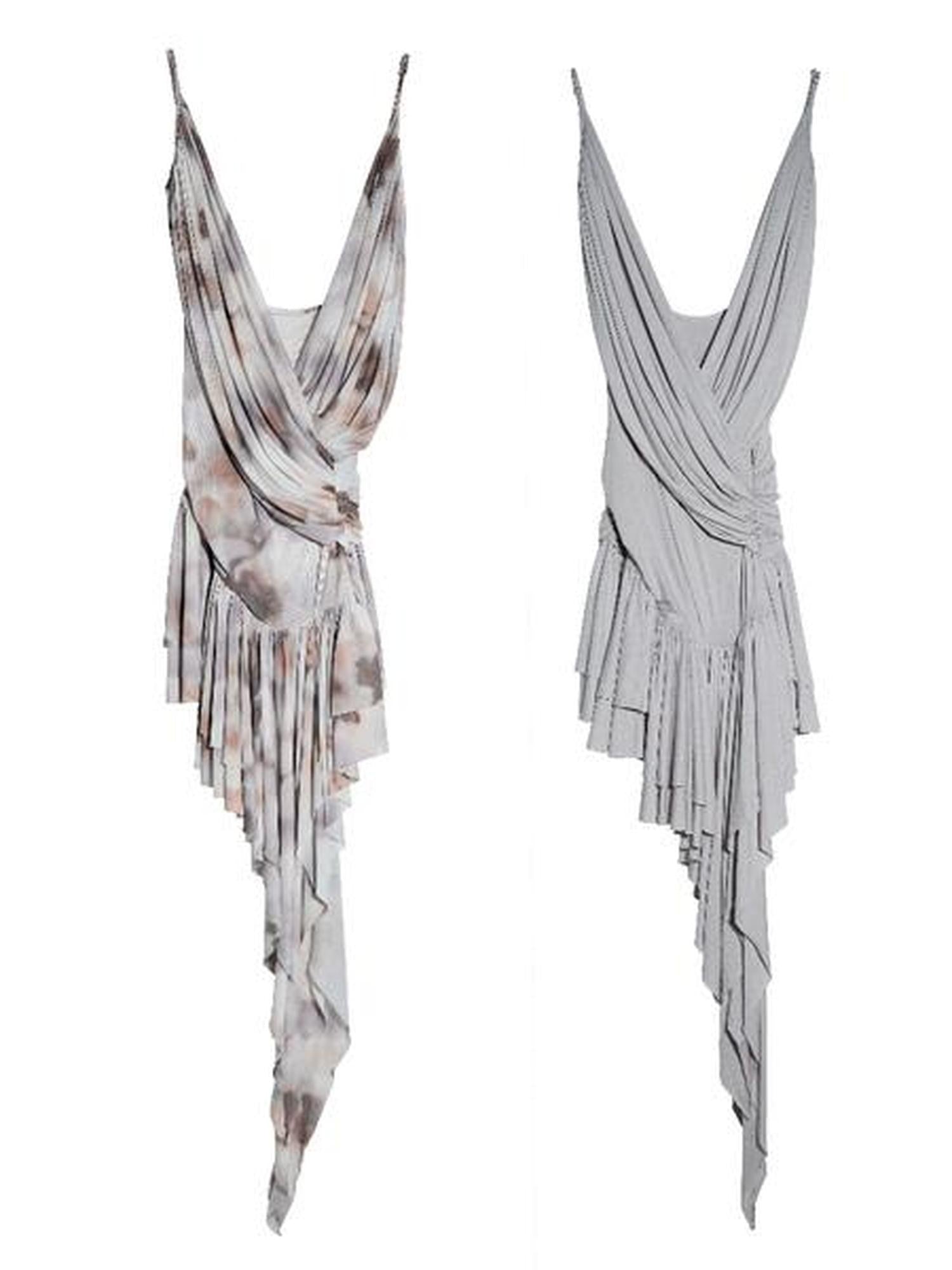 Jnylon studios Pleated Draped Sculptural Deep V Women's Recycled Fiber Slip Mini Dresses