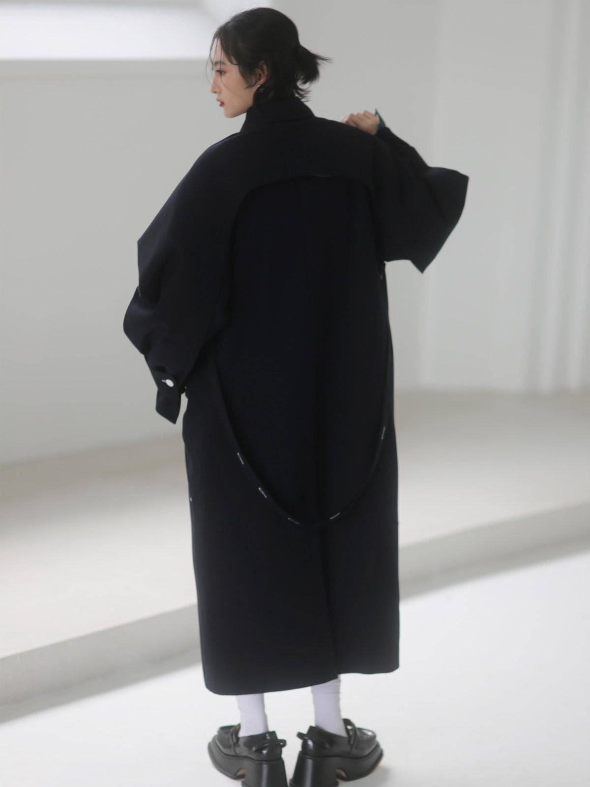 Jnylon studios Rabbit Ear Convertible Color Block Quilted Women's Polyester Trench Coats