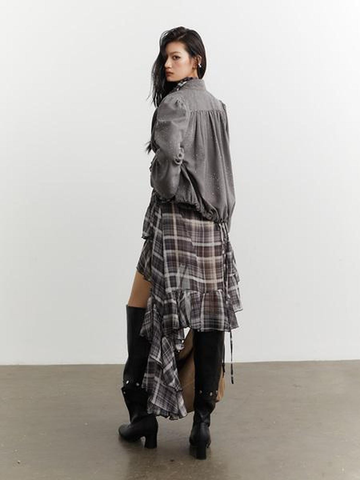 Jnylon studios Retro Disco Rhinestone Pleated Women's Polyester Cropped Jackets