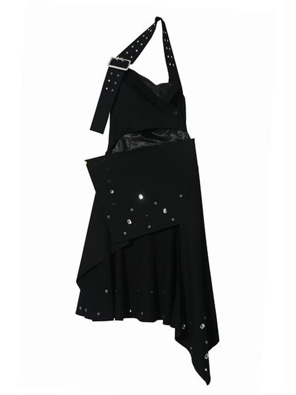 Jnylon studios Rhinestone Studded Punk Fairy Two Way Asymmetrical Women's Halter Midi Dresses