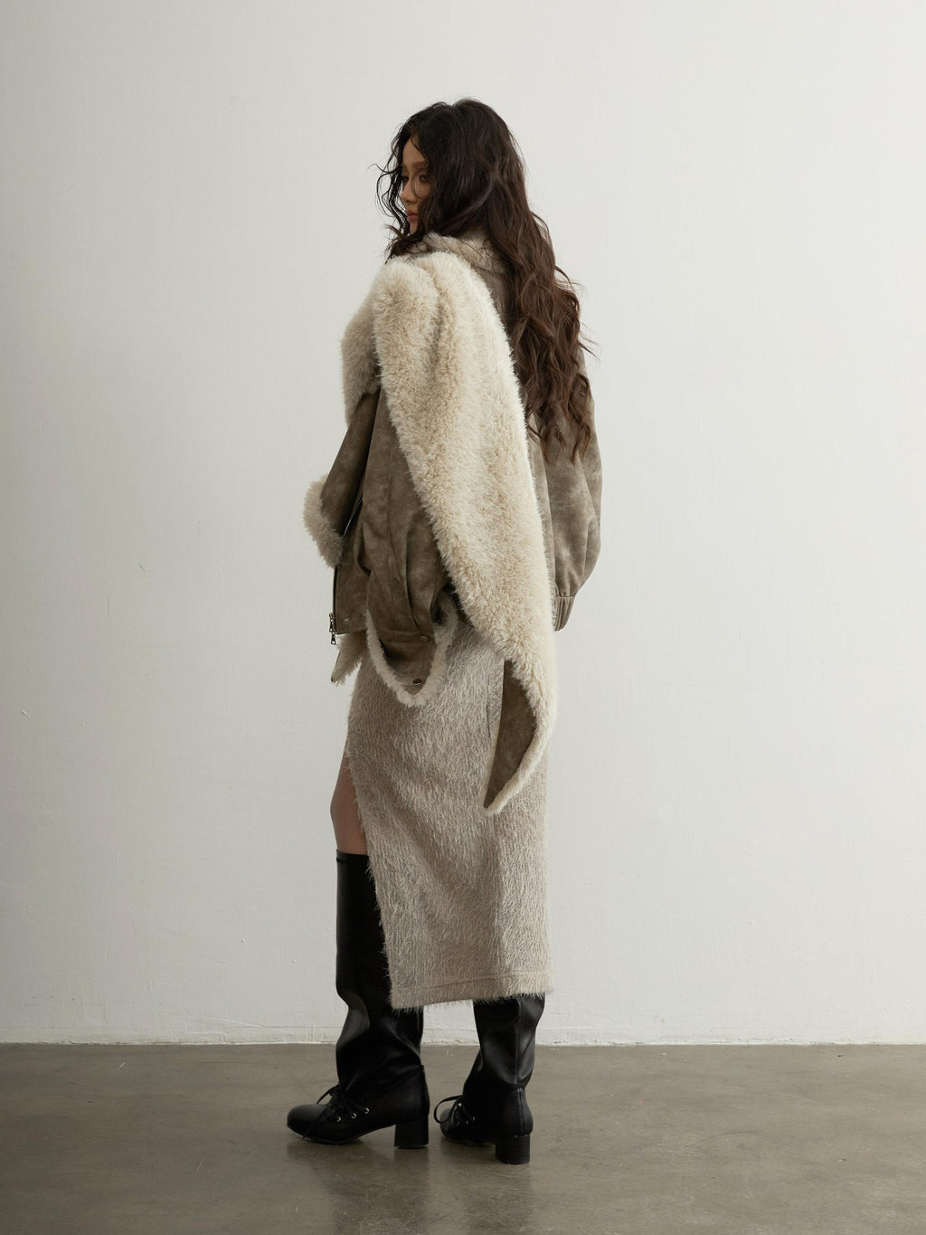 Jnylon studios Sand Urban Removable Fur Collar Multiway Zipper Women's Pu Leather Jackets