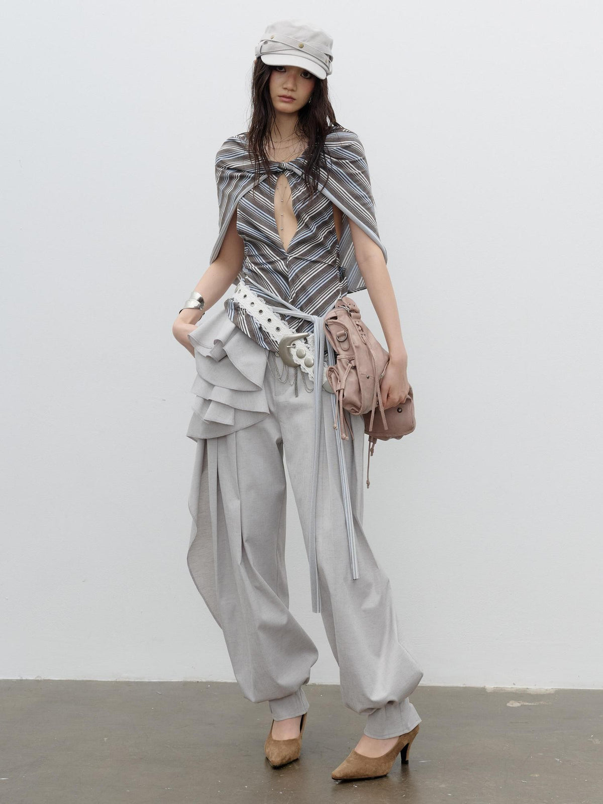 Jnylon studios Striped Cape Style Slim Fit Women's Halter Tops
