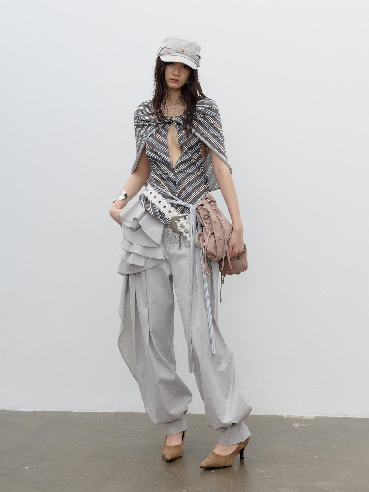Jnylon studios Striped Cape Style Slim Fit Women's Halter Tops
