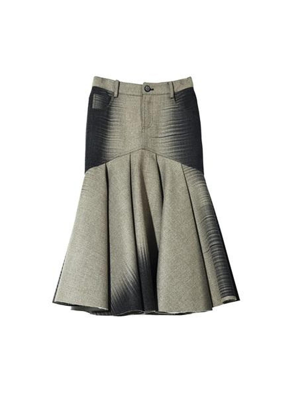 Jnylon studios Techno Punk Dark Beam Gradient Print Flared Pocket Women's Polyester Midi Skirts