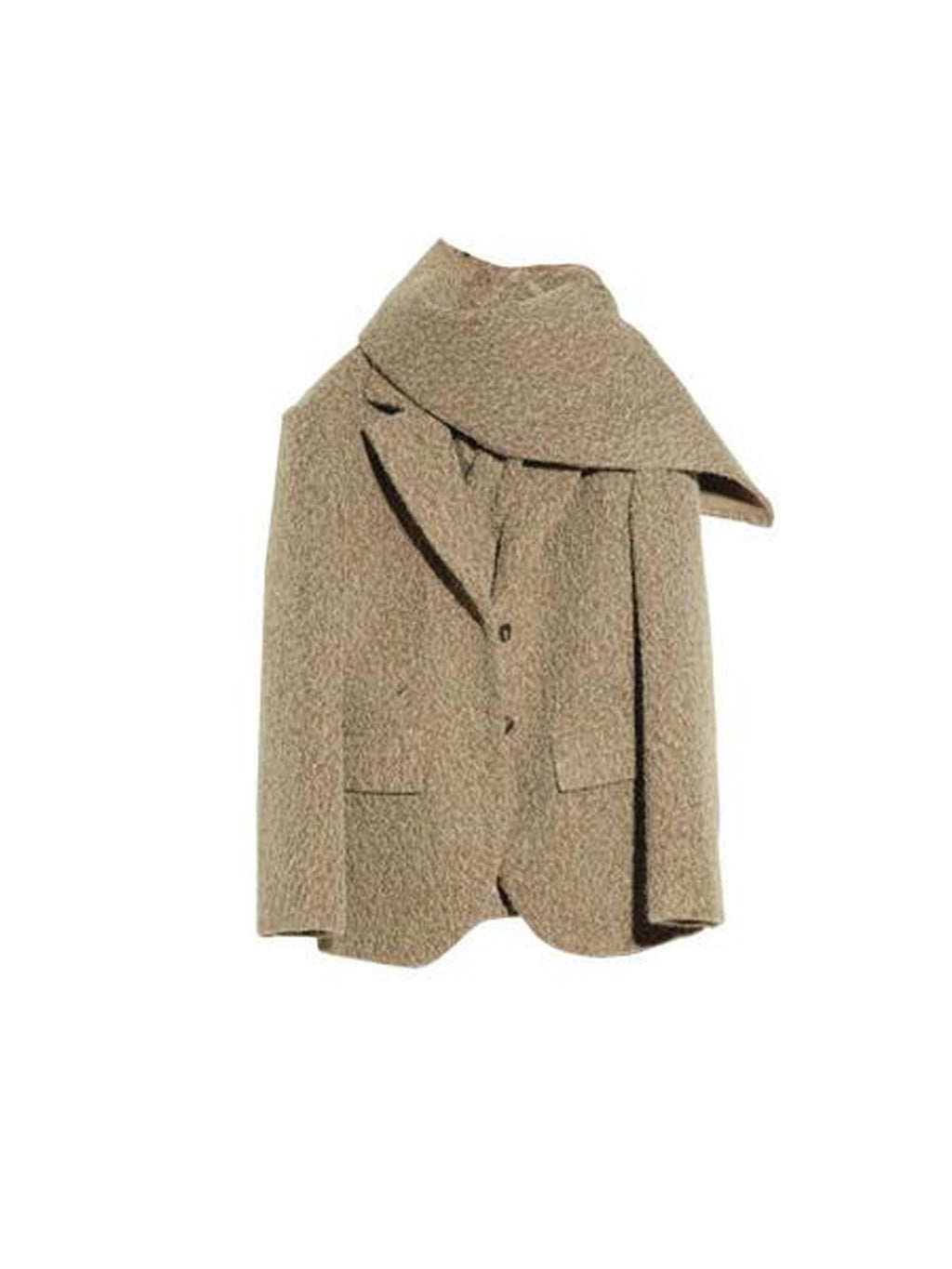 Jnylon studios Textured Turmeric Detachable Faux Two Piece Scarf Women's Woolen Blazers