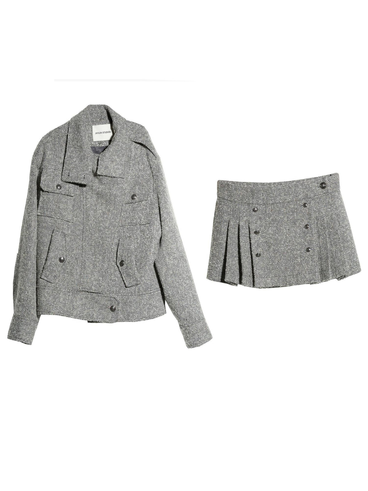 Jnylon studios Utility Herringbone Wool Blend Short Women's Casual Jackets