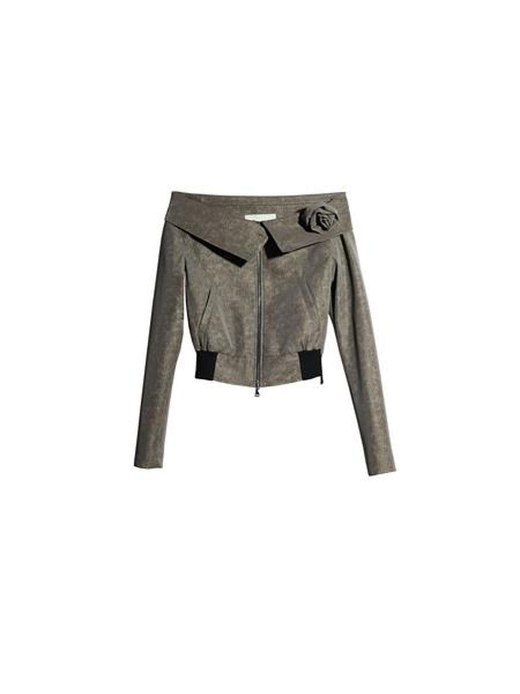 Jnylon studios Vintage Brown 3d Floral Off Shoulder Women's Other Materials Cropped Jackets