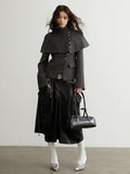 Jnylon studios Vintage Romantic Pleated 3d Pockets Women's Faux Leather Wide-leg Pants