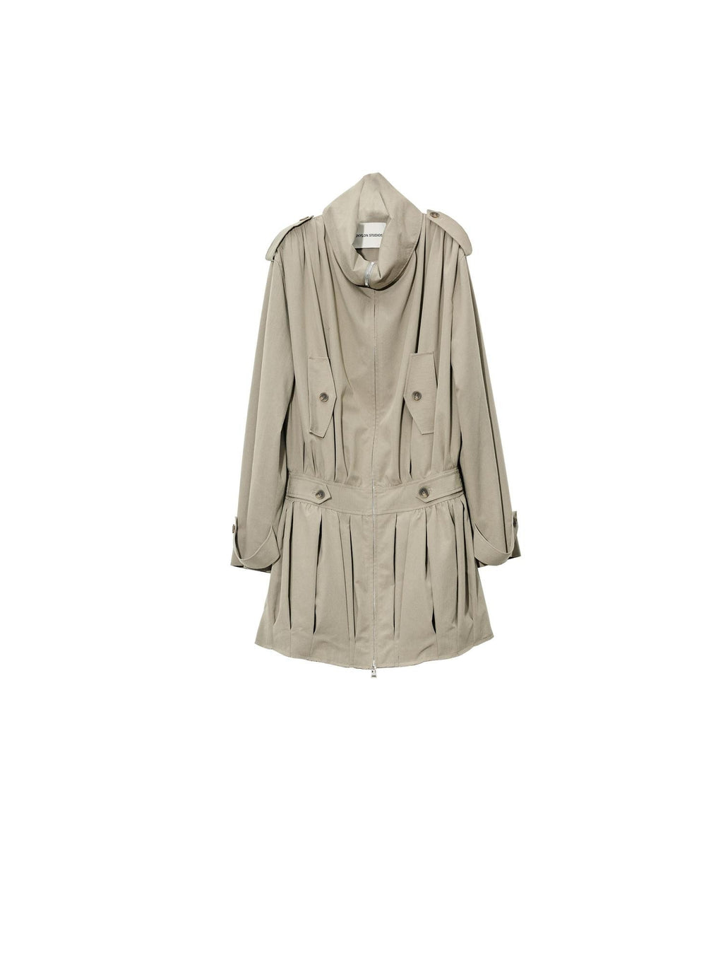 Jnylon studios Vintage Sculpted Ruched Balloon Waist Women's Trench Coats