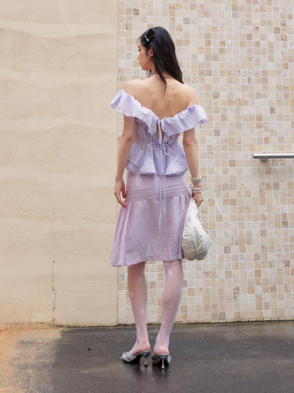 Jnylon studios Vintage Sheer Lace Paneled Pleated A Line Women's Midi Skirts