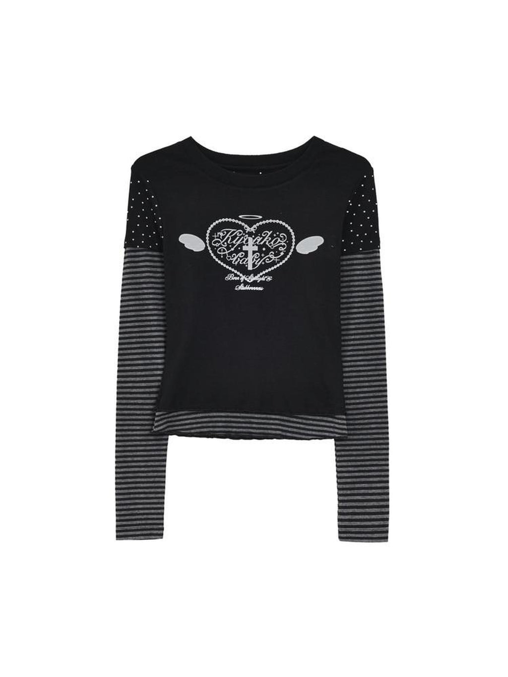 Kyouko Baby Black And White Colorblock Patchwork Y2k Women's Long Sleeve T-shirts