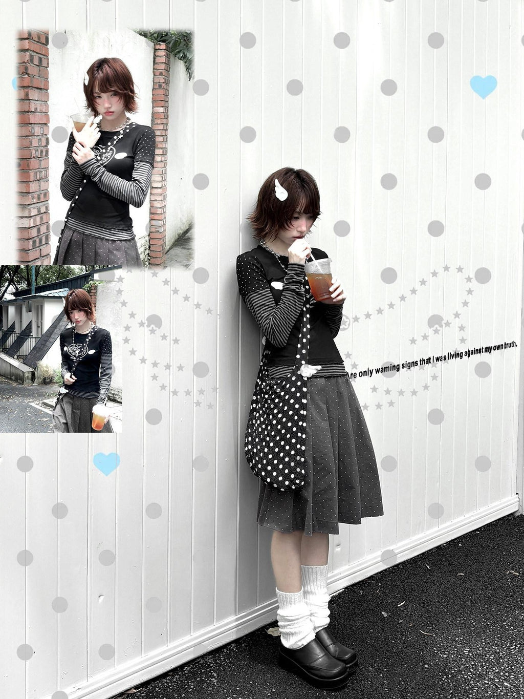 Kyouko Baby Black And White Colorblock Patchwork Y2k Women's Long Sleeve T-shirts