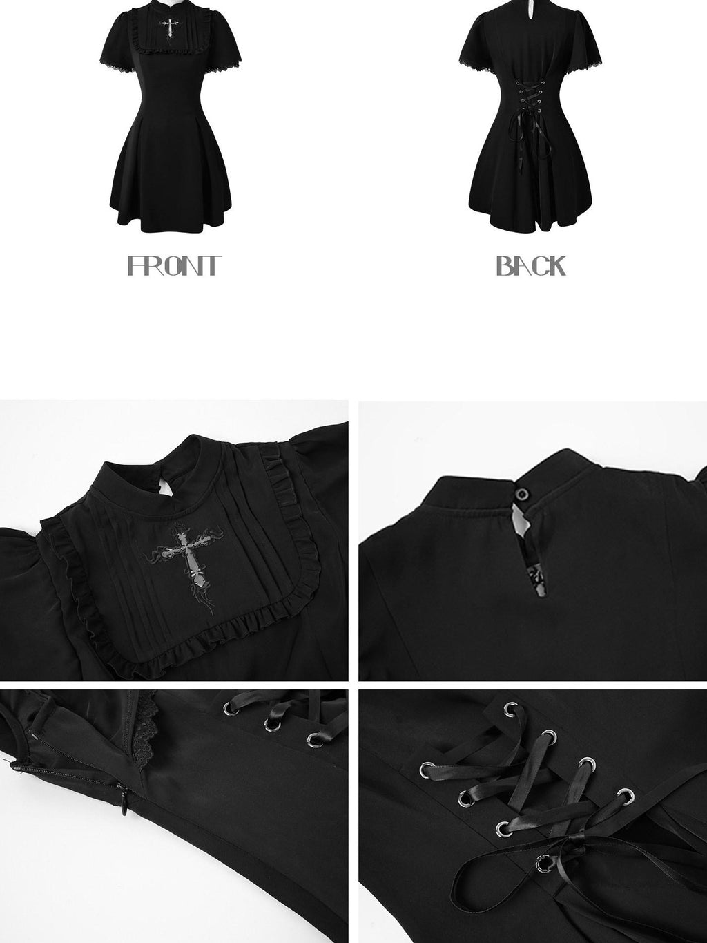 Kyouko Baby Black Cross Gothic Original Design Women's Casual Midi Dresses