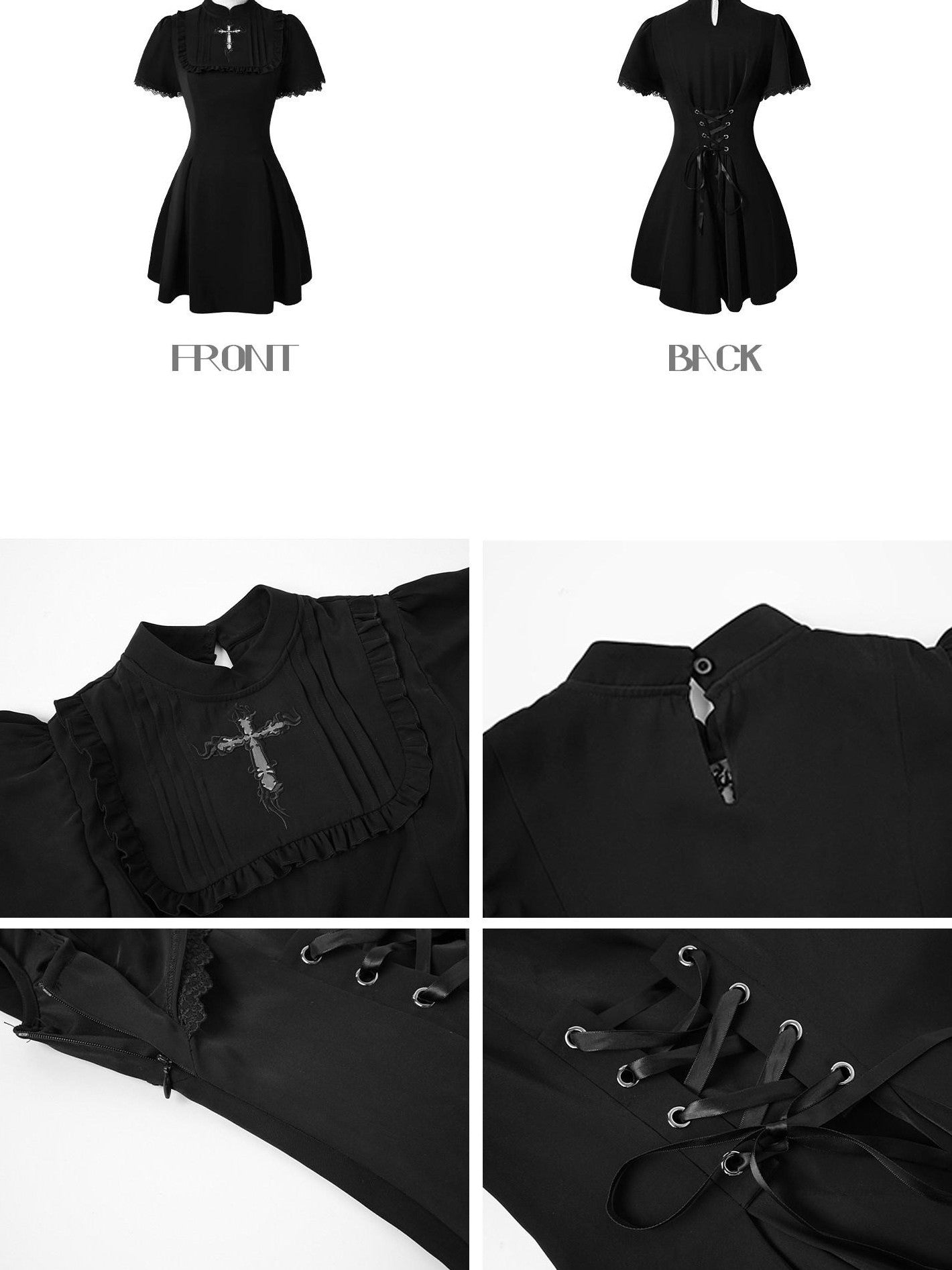 Kyouko Baby Black Cross Gothic Original Design Women's Casual Midi Dresses