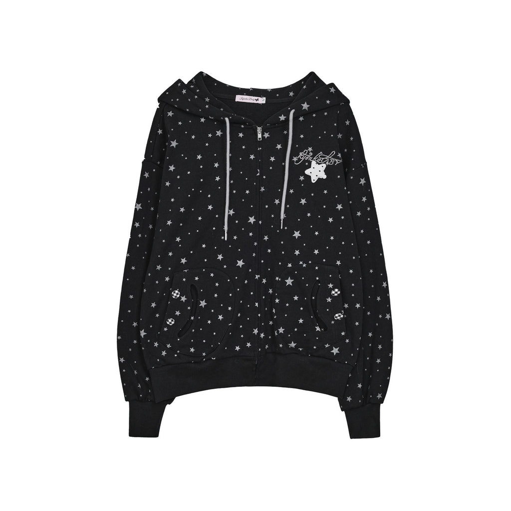 Kyouko_Baby_Black_Oversized_All_Over_Star_Print_Women's_Other_Material_Zip-up_Hoodies_990948806737_MISSTT