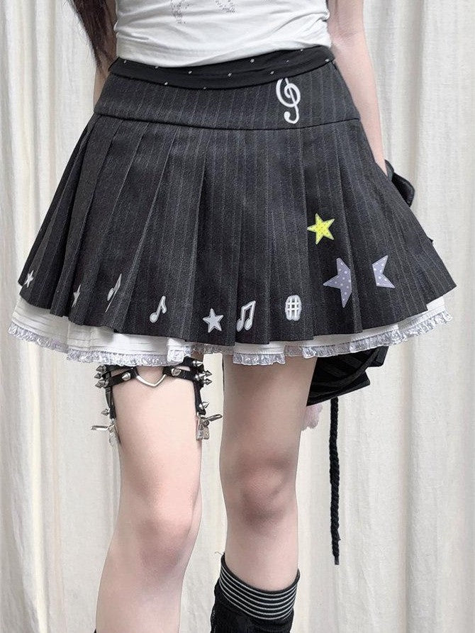 Kyouko Baby Digital Life Print Raglan Short Sleeve Women's Casual Top & Skirt Sets