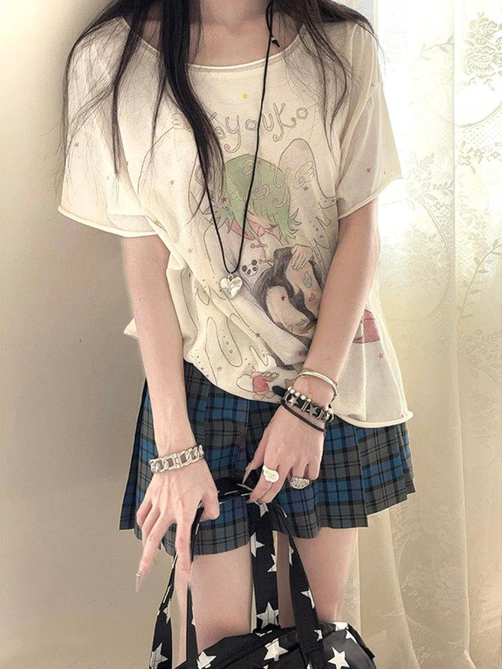 Kyouko Baby Gem Dusk Designer Original Print Women's Short Sleeve T-shirts
