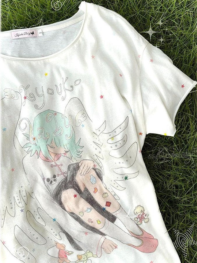 Kyouko Baby Gem Dusk Designer Original Print Women's Short Sleeve T-shirts