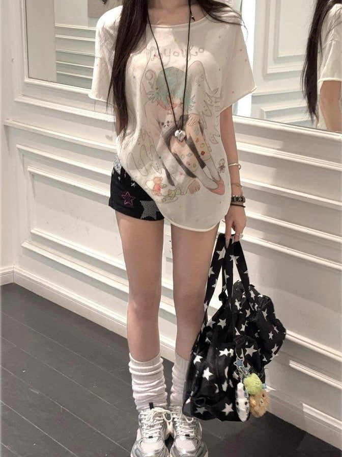 Kyouko Baby Gem Dusk Designer Original Print Women's Short Sleeve T-shirts