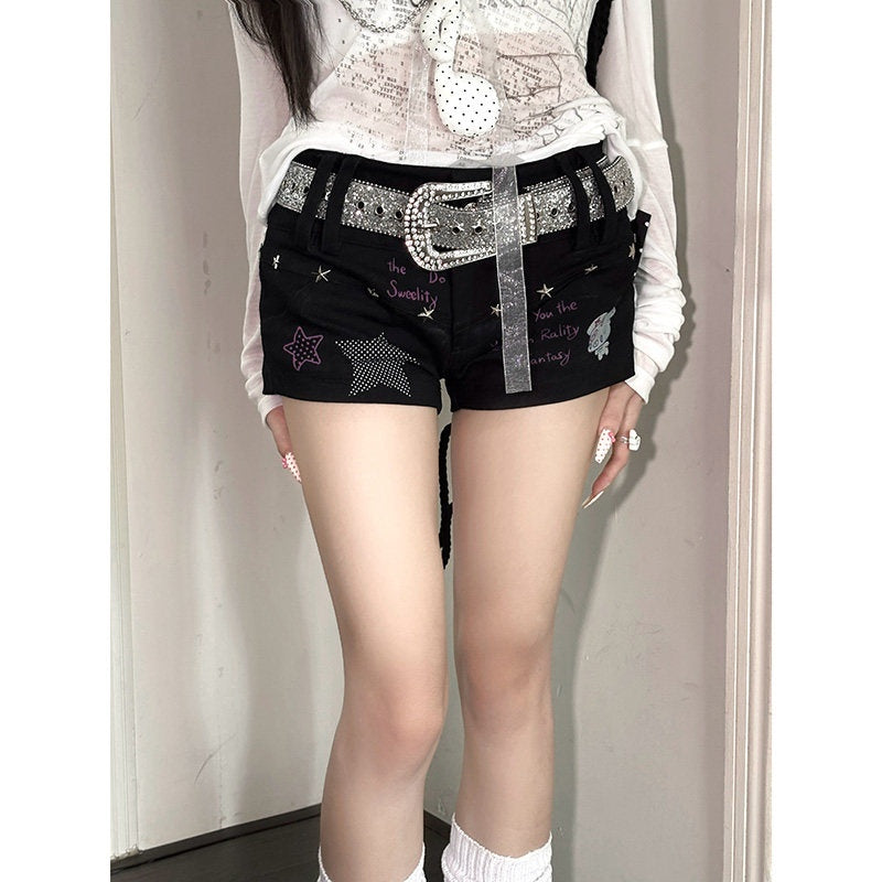 Kyouko_Baby_Graffiti_Print_High_Waist_Straight_Leg_Women's_Other_Material_Hot_Pants_923703410273_MISSTT