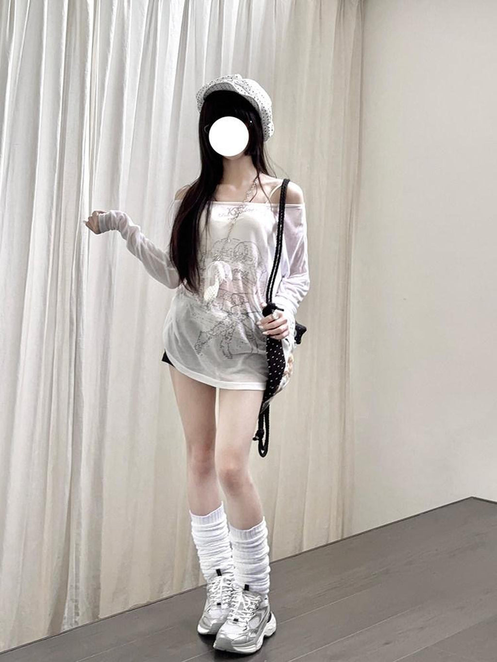 Kyouko Baby Graffiti Print High Waist Straight Leg Women's Other Material Hot Pants