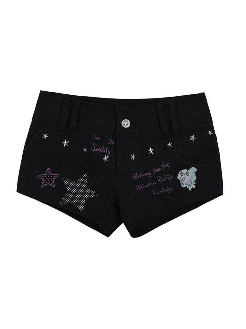 Kyouko Baby Graffiti Print High Waist Straight Leg Women's Other Material Hot Pants