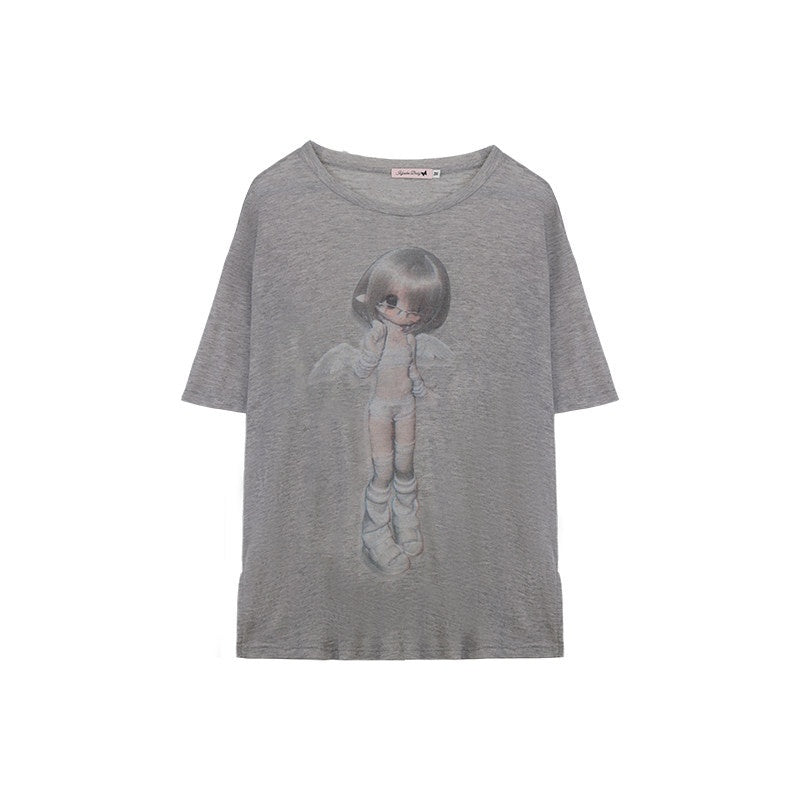 Kyouko_Baby_Gray_White_Angel_Two_Tone_Sheer_Bjd_Women's_Oversized_T-shirts_892486442970_MISSTT