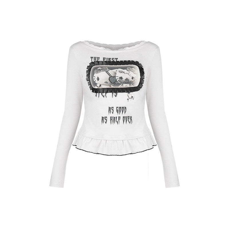 Kyouko_Baby_Monster_Kitty_Print_Striped_Detail_Women's_Other_Fabric_Long_Sleeve_T-shirts_833908826874_MISSTT