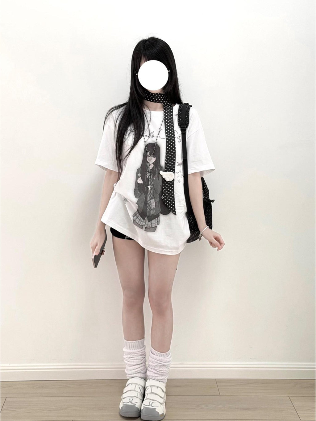 Kyouko Baby Nostalgic Doll Print Short Sleeve Plaid Skirt Women's Casual Top & Skirt Sets