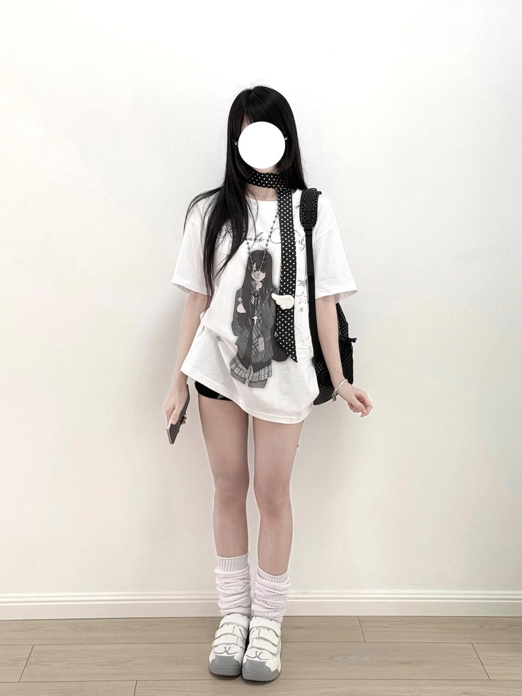 Kyouko Baby Nostalgic Doll Print Short Sleeve Plaid Skirt Women's Casual Top & Skirt Sets