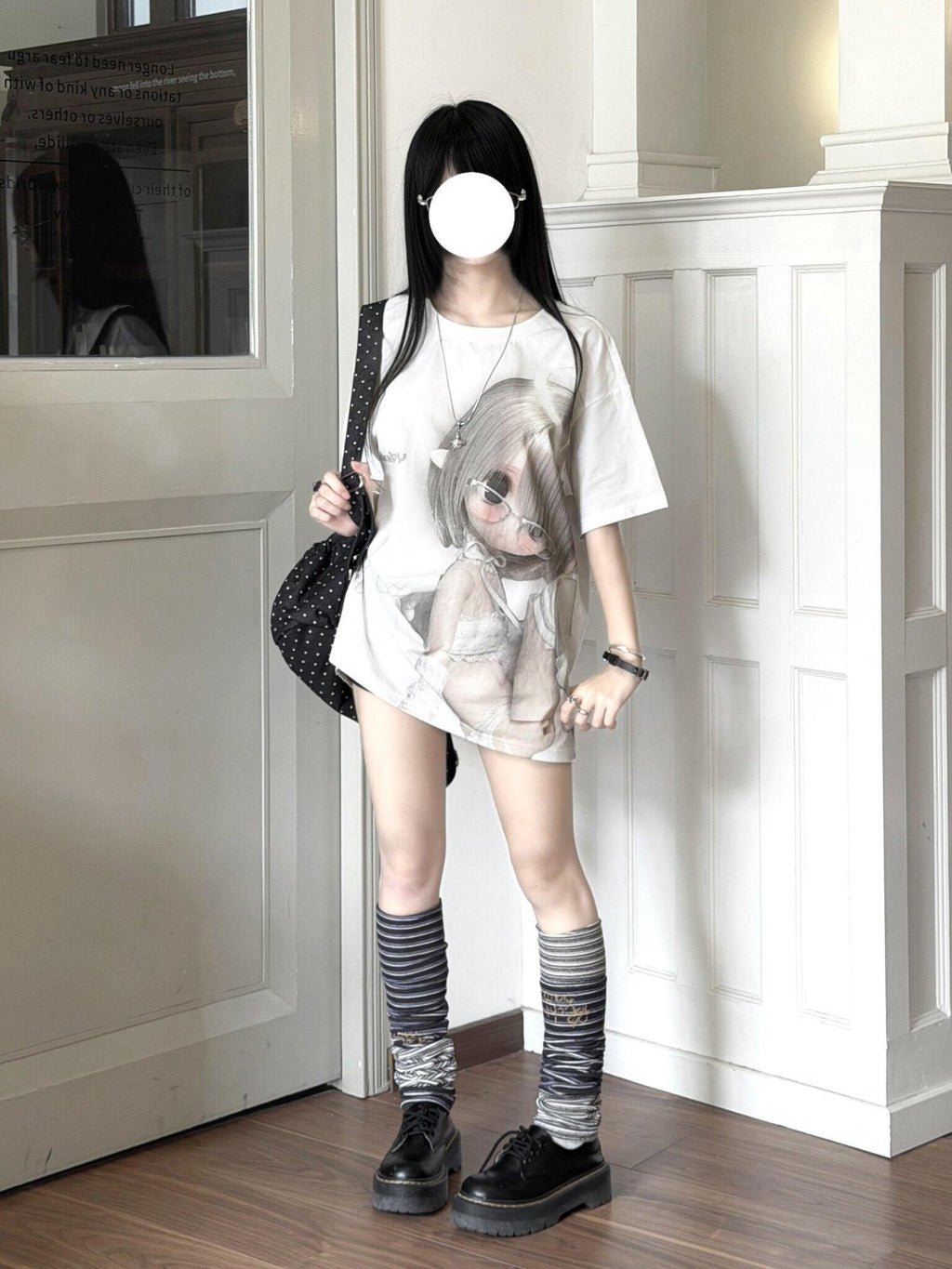 Kyouko Baby Pixel Angel Original Print Cartoon Doll Slimming Women's Oversized T-shirts