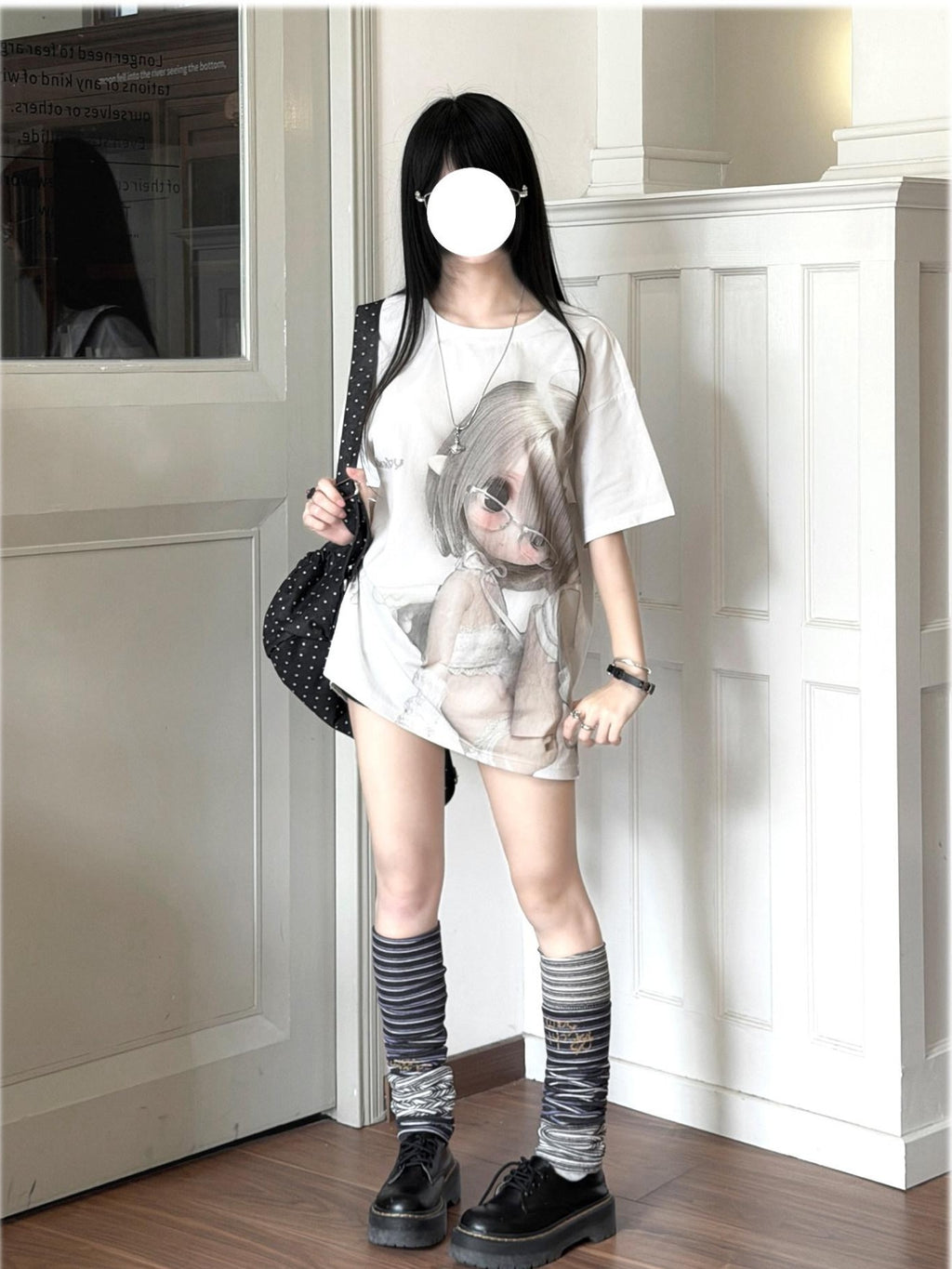 Kyouko Baby Pixel Angel Original Print Cartoon Doll Slimming Women's Oversized T-shirts