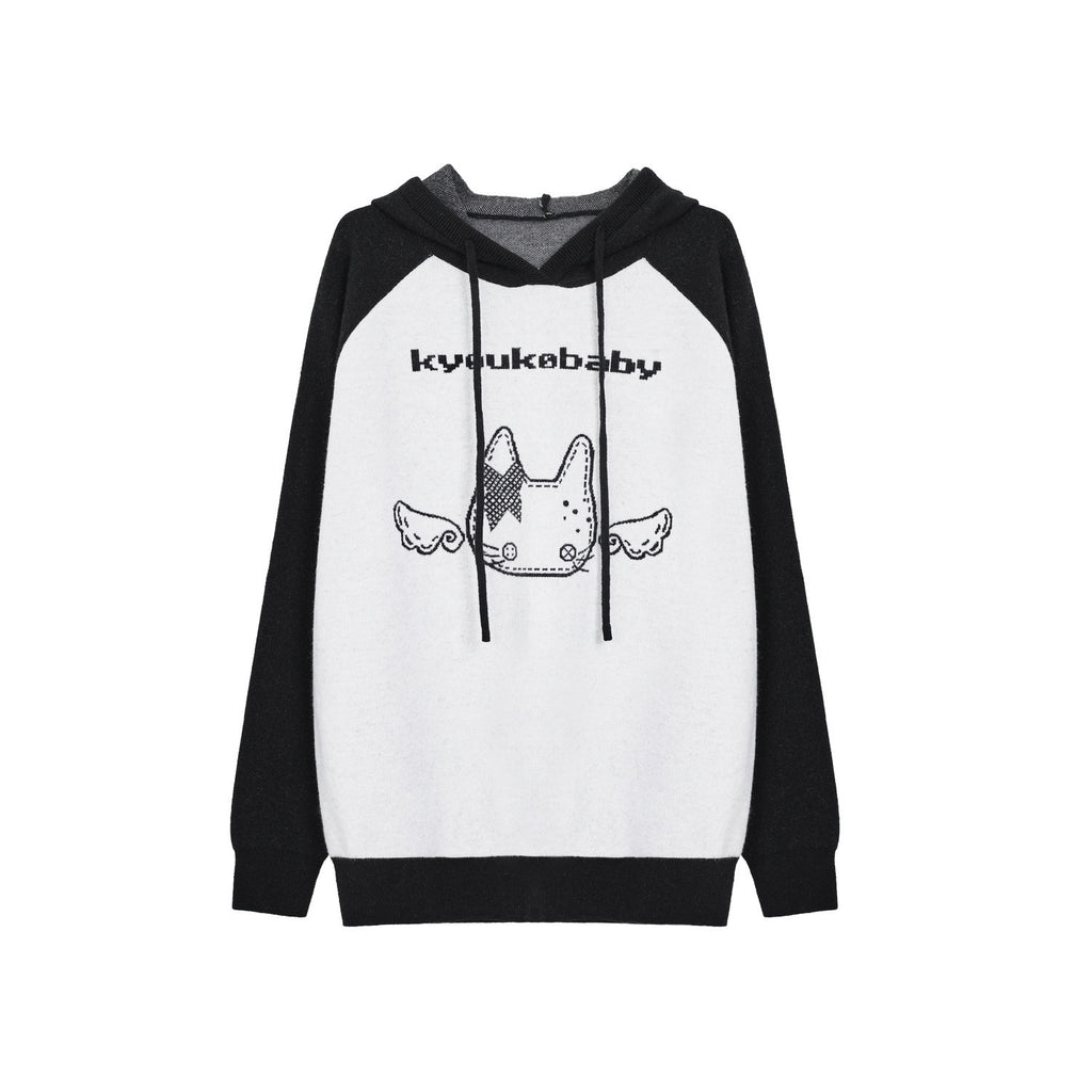 Kyouko_Baby_Printed_Wing_Oversized_Women's_Knit_Black_White_Gray_Sweatshirts_991474905602_MISSTT