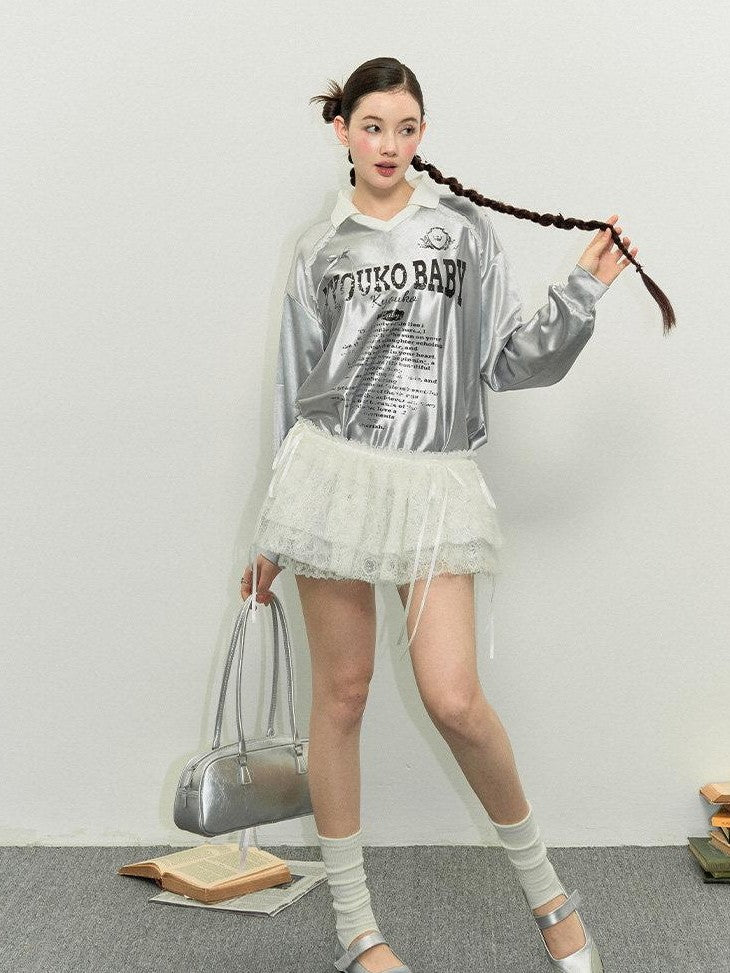 Kyouko Baby Silver American Vintage Oversized Jersey Slimming Women's Long Sleeve T-shirts
