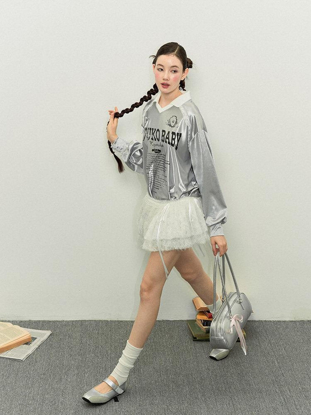Kyouko Baby Silver American Vintage Oversized Jersey Slimming Women's Long Sleeve T-shirts