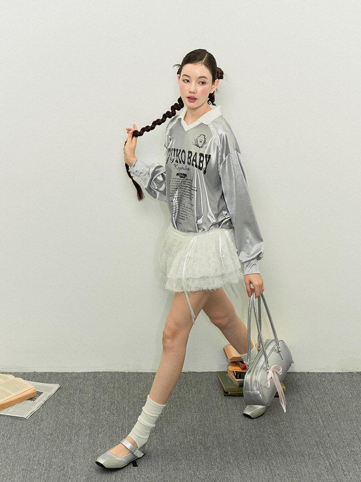 Kyouko Baby Silver American Vintage Oversized Jersey Slimming Women's Long Sleeve T-shirts