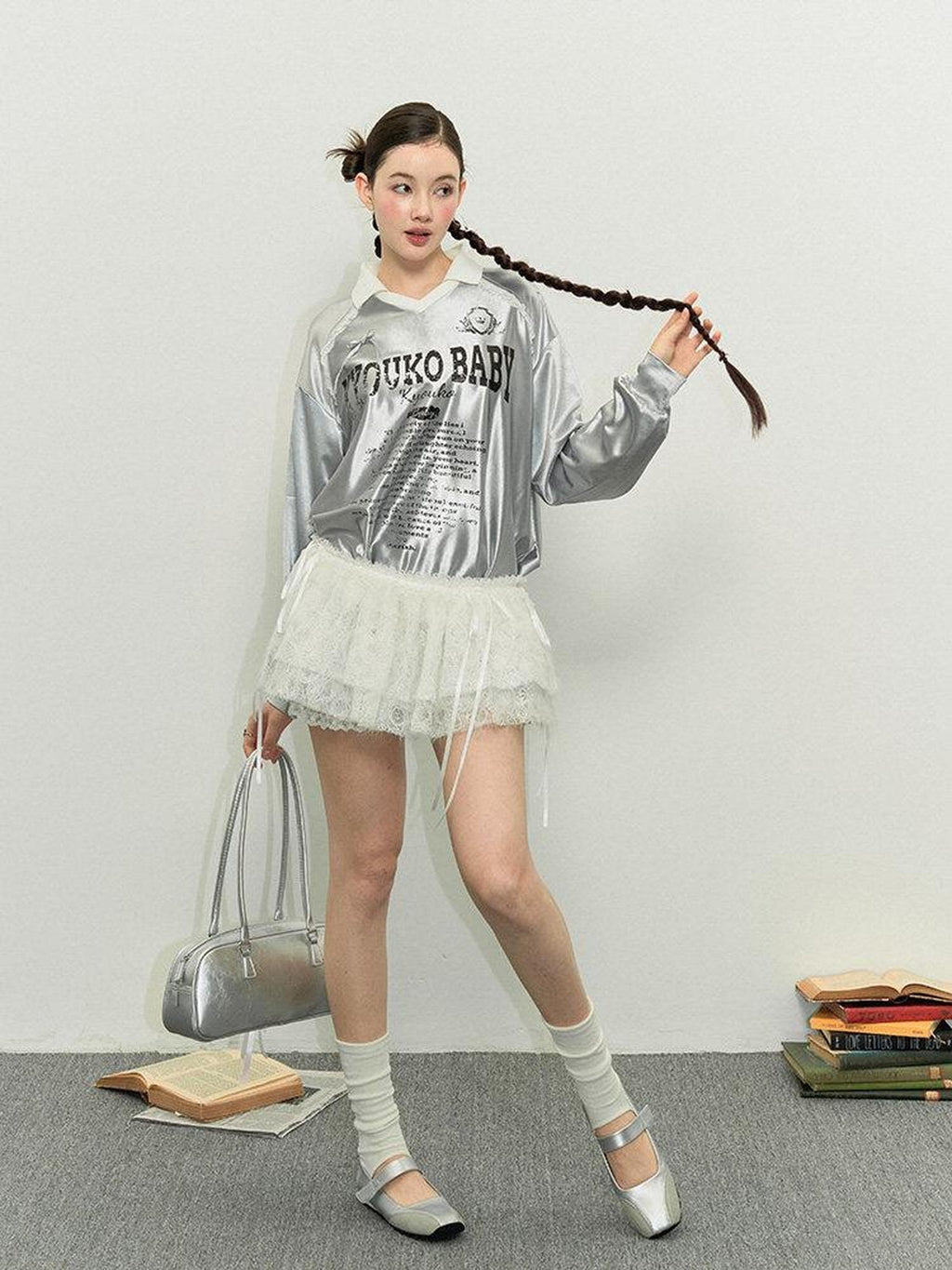 Kyouko Baby Silver American Vintage Oversized Jersey Slimming Women's Long Sleeve T-shirts