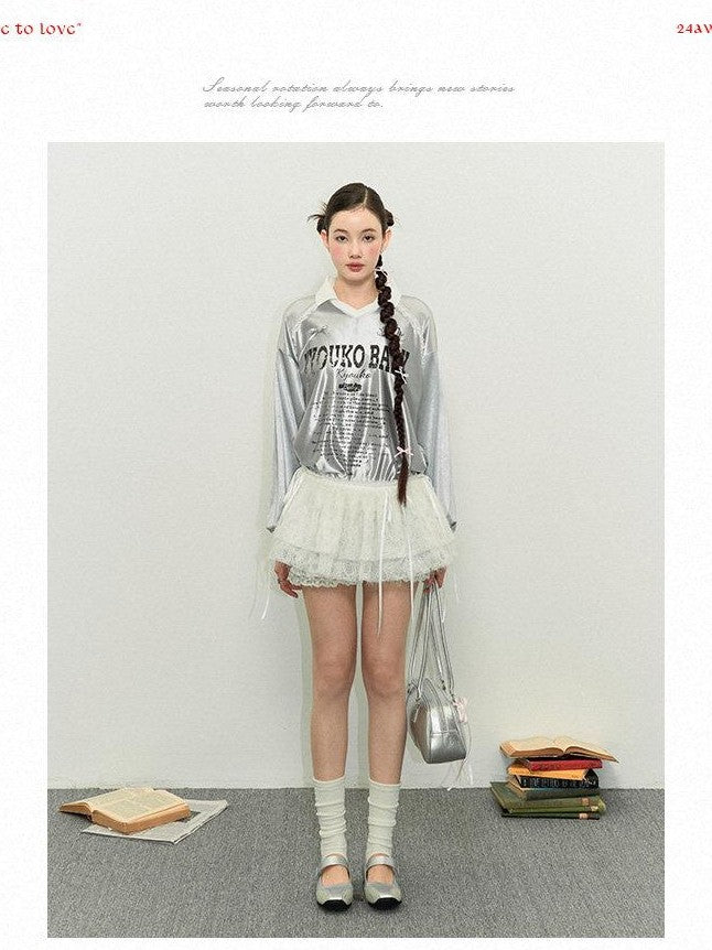 Kyouko Baby Silver American Vintage Oversized Jersey Slimming Women's Long Sleeve T-shirts