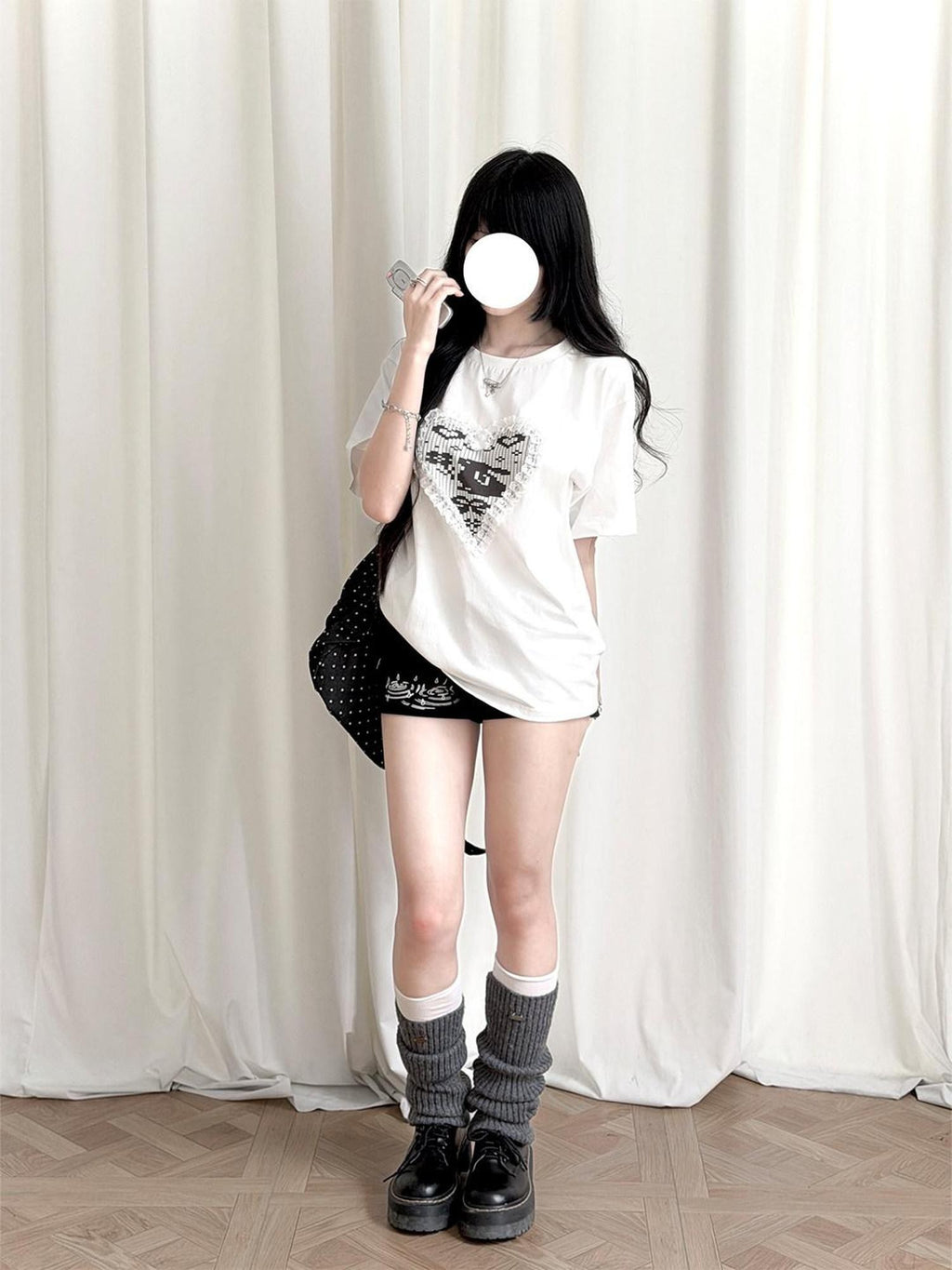 Kyouko Baby Sweet Cool Straight Shoulder Mid Length Women's Boxy Oversized T-shirts