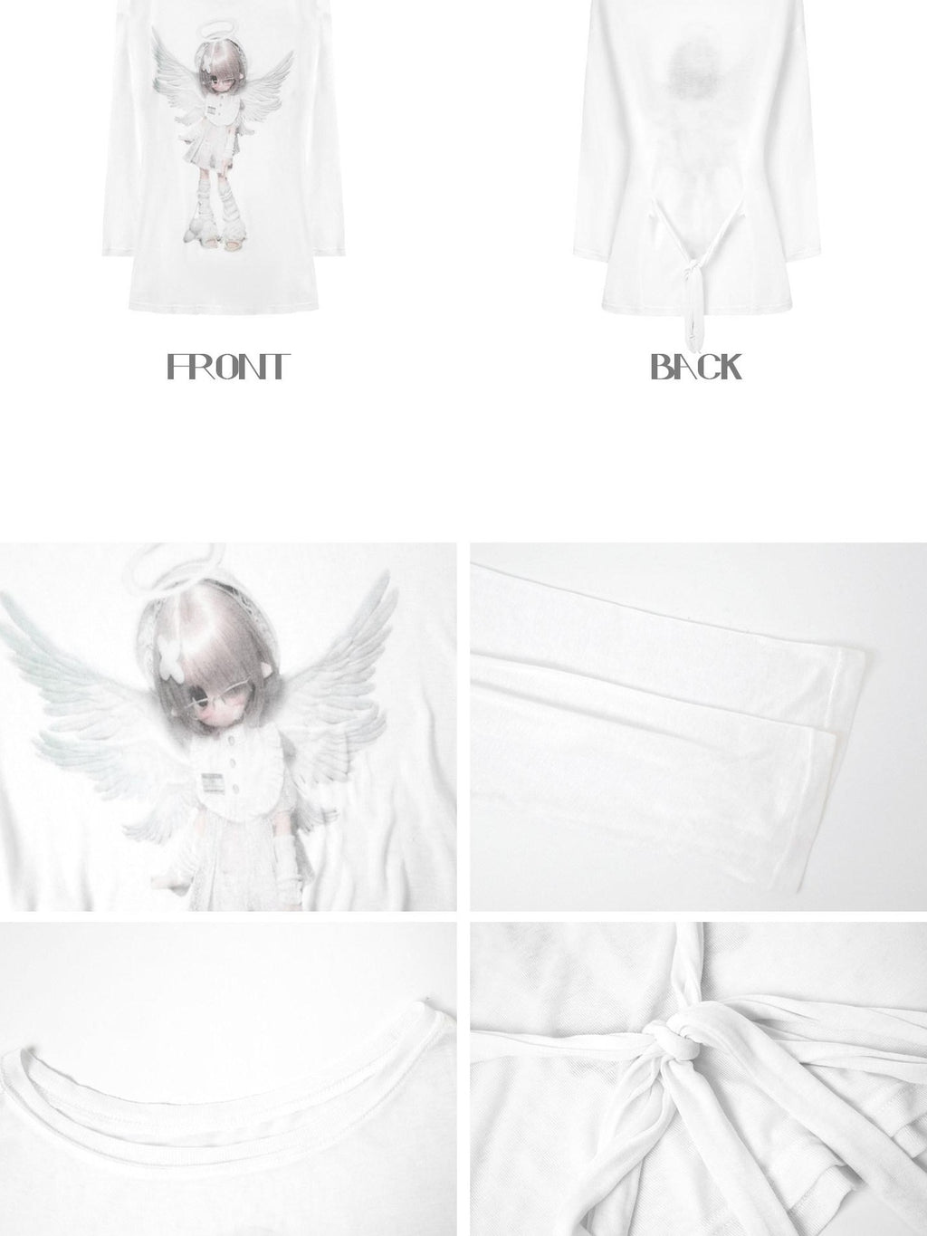 Kyouko Baby White Cross Covenant Print Overlay Women's Long Sleeve T-shirts