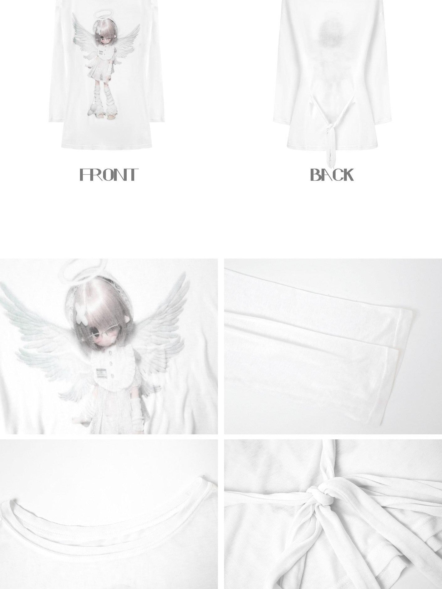 Kyouko Baby White Cross Covenant Print Overlay Women's Long Sleeve T-shirts