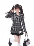 LaceBravo_Academy_Star_Embroidered_Plaid_Waist_Cinched_Women's_Lace_Long_Sleeve_T-shirts_1068668447936_MISSTT