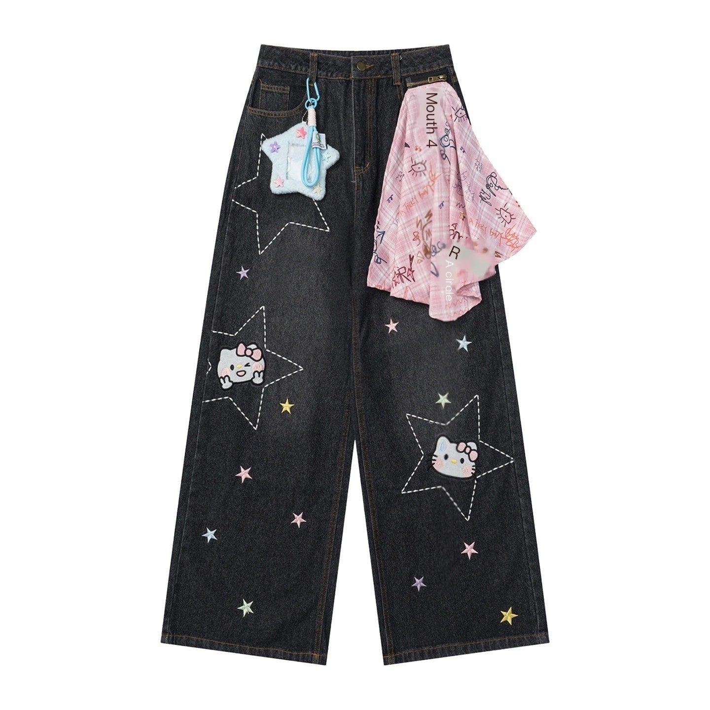 LaceBravo_Americana_Star_And_Kitten_Embroidery_Bandana_Women's_Denim_Wide-leg_Jeans_1041958697122_MISSTT