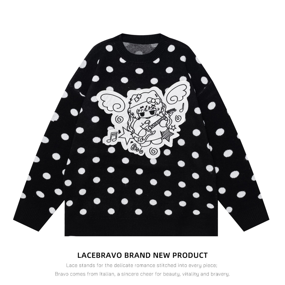 LaceBravo_Angel_Applique_Polka_Dot_Soft_Loose_Fit_Women's_Knit_Sweaters_1084619296844_MISSTT