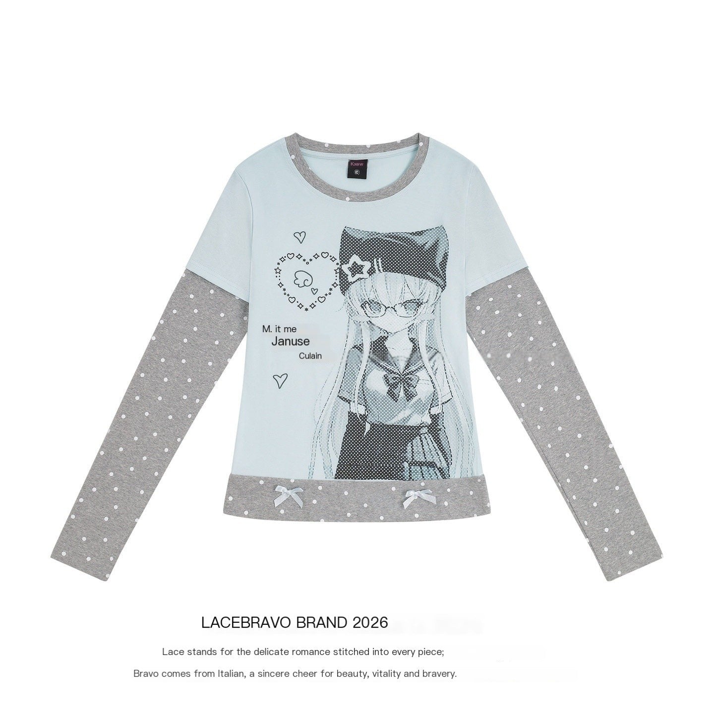 LaceBravo_Anime_Print_Polka_Dot_Faux_Two_Piece_Slim_Women's_Long_Sleeve_T-shirts_1078180676824_MISSTT
