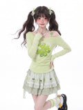 LaceBravo_Asymmetric_Shoulder_Retro_Striped_Clover_Print_Women's_Long_Sleeve_T-shirts_1069966137031_MISSTT