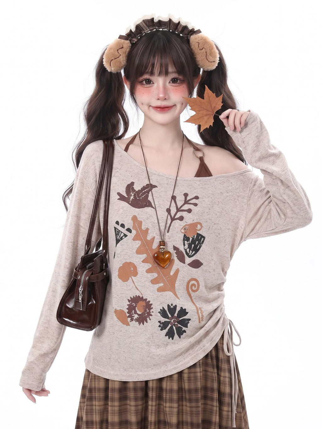 LaceBravo Boho Vintage Floral Bird Print Asymmetric Women's Long Sleeve T-shirts
