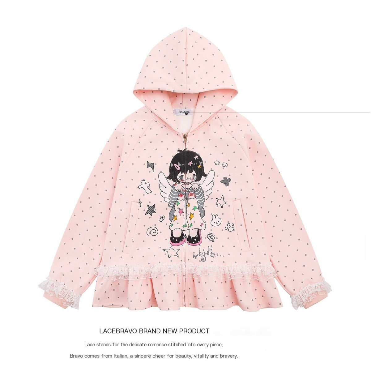 LaceBravo_Cartoon_Polka_Dot_Print_Loose_Fit_Women's_Polyester_Zip-up_Hoodies_1083056101221_MISSTT