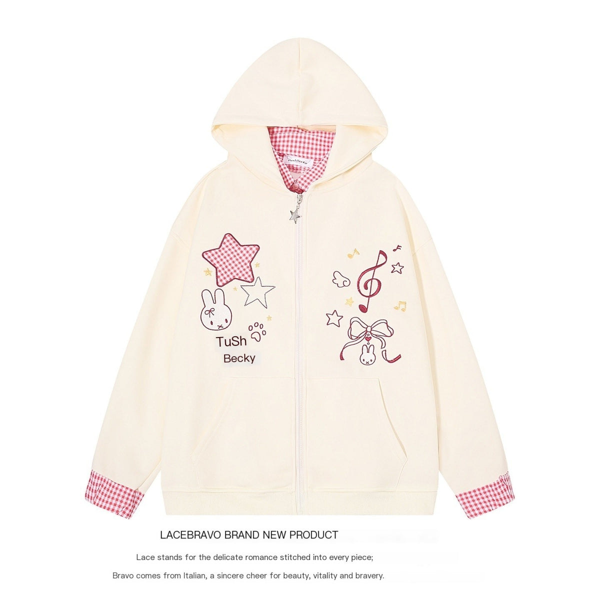 LaceBravo_Cartoon_Star_Embroidered_Faux_Layered_Women's_Cotton_Zip-up_Hoodies_1082816546351_MISSTT
